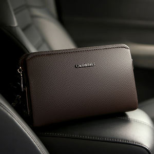 Portefeuille long pour homme, style business décontracté, pochette à double fermeture éclair, grande capacité, plusieurs emplacements pour cartes, avec fermeture en PU et verrouillage par empreinte digitale - Product Image 3