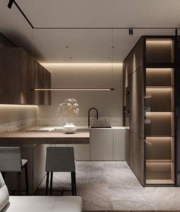 Armoire de cuisine électrique moderne en placage de bois de chêne pvc noyer avec articles de cuisine <span class=keywords><strong>rick</strong></span> owen - Product Image 6