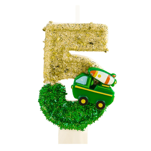 Vela de Cumpleaños con Número, Camión Verde de Dibujos Animados, Vela Brillante para Pastel, Decoración para Fiesta de Cumpleaños de Niños - Product Image 4