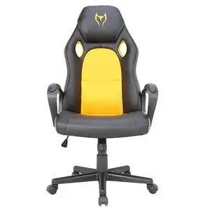 Chaise de course ergonomique pivotante à dossier haut pour joueur sur ordinateur chaise de jeu jaune