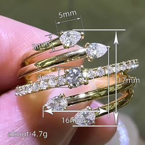 Anello di fidanzamento da donna T0024 con diamante a forma di pera, montatura a griffe, pietra naturale, anelli alla moda - Product Image 3