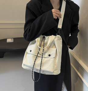 Women's canvas tote bag fashion style tote bag zipper opening polyester lining work commuting shopping bag - Product Image 3