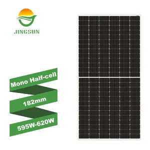 Jingsun High Efficiency 210mm 120 Cells 595-620w Solar Panels Black Cover Waterproof Box Frame Solar Panels