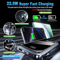 Batería Externa de Gran Capacidad Más Vendida de 10000 mAh, Batería Externa de 20000 mAh con Cable Tipo C, Carga Rápida para Teléfono 17, Samsung, Xiaomi