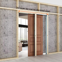 Système de quincaillerie pour porte coulissante encastrée en aluminium argenté et acier au carbone, avec rail dissimulé pour bois, idéal pour salon et cuisine