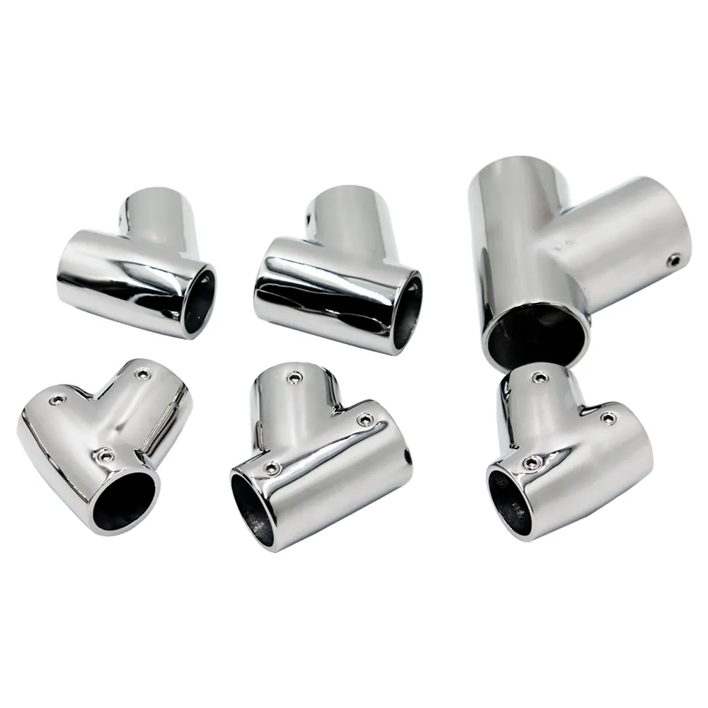 Marine Hardware Handrail 316 Stainless Steel Ship Deck Left Tee Rail Brackets Connector