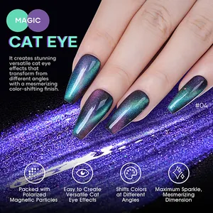 Free Samples Vegan Magnetic Glitter Silver 8D 9D Cat Eye Gel Uv Nail Polish Gel
