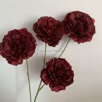 B-1079 Bunga Sutra Berkualitas Tinggi untuk Dekorasi Pernikahan, 4 Tangkai Peony Merah, Rangkaian Bunga Hias, Cabang Bunga Peony