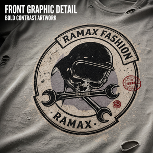Camiseta de manga larga para hombre, personalizada, 300GSM, con efecto desgastado, estampado gráfico de calavera, dobladillo deshilachado, estilo urbano, efecto dos piezas, OEM OD - Product Image 3