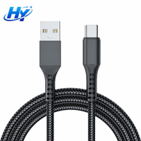 Cable de Datos USB-A a Tipo-C de Nailon Trenzado de 1M, Cable de Sincronización y Carga Rápida Resistente a Enredos para Cámara y Dispositivos iOS