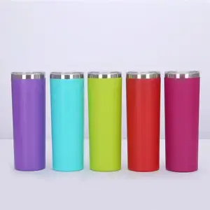 Bulk Skinny Stainless Steel 20 Oz sublimation Tumblers Straight Insulated Slim Thin Travel Tumbler Cup