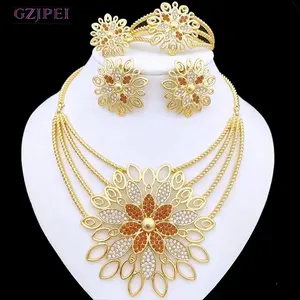 Conjunto de joias dominísticas arábia, joias requintadas, conjuntos de joias de ouro elegante conjunto de joias garantidas de mulher
