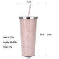 En gros 24oz Durian sirène gobelet personnalisé en plastique bouteille d'eau tasse couvercle paille pour adultes coloré diamant paillettes 700ml voyage