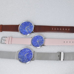 Montre pour homme en acier inoxydable 40 mm, cadran en lapis-lazuli, finition marbrée, mouvement à quartz japonais Seiko, bracelet en ruban tendance - Product Image 6