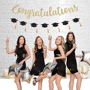 Suministros <span class=keywords><strong>para</strong></span> fiestas de graduación con pancarta de papel de felicitaciones y <span class=keywords><strong>guirnaldas</strong></span> de gorras de graduación <span class=keywords><strong>para</strong></span> la ceremonia de graduación de la escuela secundaria - Product Image 6