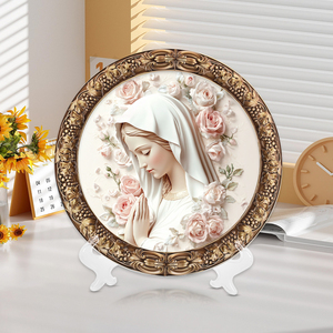 Plato Decorativo Religioso <span class=keywords><strong>de</strong></span> Resina con la <span class=keywords><strong>Virgen</strong></span> <span class=keywords><strong>de</strong></span> <span class=keywords><strong>Guadalupe</strong></span> y Rosas, con Base, para Decoración del Hogar o Iglesia, Venta al Por Mayor <span class=keywords><strong>de</strong></span> Fábrica - Product Image 3