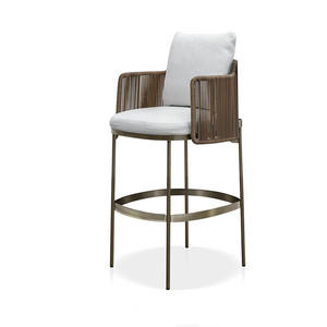 Muebles de patio comercial, taburete de Metal de altura de mostrador, silla de café <span class=keywords><strong>Bistro</strong></span>, Hotel, restaurante, jardín, silla alta de mimbre para exteriores - Product Image 4