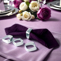 Accessoires de table à manger personnalisés Décoration de fête de mariage Anneaux de serviette plaqués argent de luxe Lot de 4