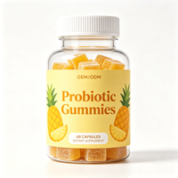 Gummies Probiotiques à Marque Blanche OEM/ODM avec Prébiotique Canneberge, 60 Unités, Complément Alimentaire pour la Santé Digestive Adulte