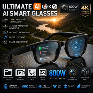 2026 AI Smart <b>Glasses</b> <b>Camera</b> 8MP HD Video Recording Audio Real-Time Translation IPX-6 Waterproof 6-7 Hours Use Time <b>Glasses</b> - Product Image 1