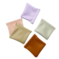 Sac cosmétique de poche en cuir PU pour le voyage Pochette en PU avec fermeture à pression Organisateur de bijoux Sac de rangement Porte-monnaie Rouge à lèvres