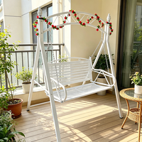 Fauteuil suspendu double en métal pour extérieur, structure en fer robuste, banc suspendu pour véranda 2 places avec coussin pour balcon et jardin