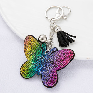 Crystal Rhinestone Bow Key Chains butterfly Tassel Keyring Bag Accessories Rhinestone Keychain Decoration Pendants