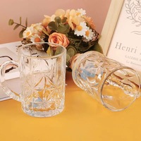 Tasse à café en verre transparent résistant à la chaleur personnalisée classique avec poignée