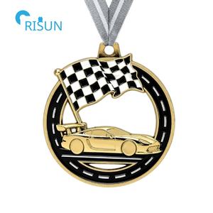 Drapeaux à damier <span class=keywords><strong>F1</strong></span> Automobile Race Car Motor Racing Vehicle Car Karting Racer Award Médaillon Médaillon Médailles de voiture de course personnalisées - Product Image 5