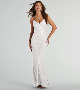 Ropa femenina europea más vendida - vestido sexy con lentejuelas tipo bandeau, elegante y versátil vestido largo de noche. - Product Image 3