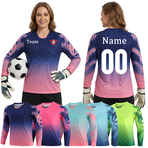 Camiseta de Portera de Fútbol Femenino, Manga Larga, Color Degradado, Sublimada, Absorbe la Humedad, Transpirable, Cuello en V, Corte Atlético - Product Image 3