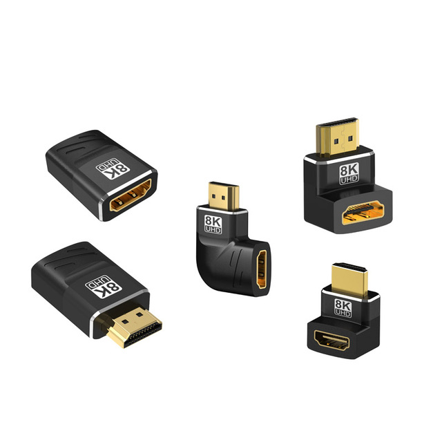 8K hdmi Adapter Male to Female 90 270 Right Angle  Gold Plated Female to Female 2.1 HDMI Converter