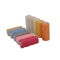 Fil à coudre ciré en cuir plat Polyester, vente en gros, bracelet de fil de cire