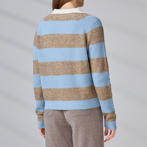 Knitwear Manufacturer Custom Striped Knitted <b>Cardigan</b> Single Breasted Knit Women's <b>Sweater</b> - Product Image 6