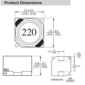 Inductor de Potencia Blindado SMD Original BOURNS SRR7045-220M, 7.0x7.0x4.8, 22uH, <span class=keywords><strong>1.9</strong></span> A, 70mohm - Product Image 4