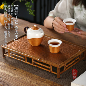 Handmade Hammered Copper <b>Tea</b> <b>Tray</b> Rectangle Standing Type For <b>Tea</b> Set Storage Neatening - Product Image 5