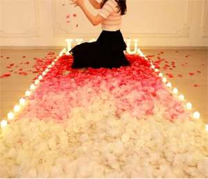 Оптовая продажа, высокое качество, свадебные красные поддельные атласные ткани, лепестки роз, Декоративные искусственные шелковые лепестки роз - Product Image 3