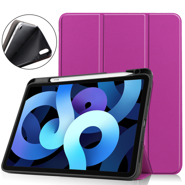 Slim Pu Leather Case for iPad Air4/Air5 10.9Inch Trifold Stand Smart Tablet Case with Pen Slot Auto Sleep Magnetic Tablet Case