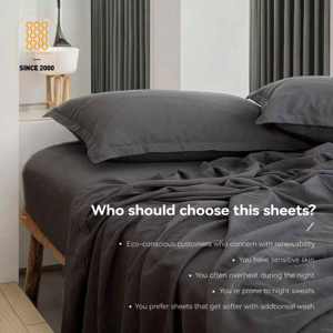 ملاءات سرير متينة من مزيج الخيزران الطبيعي والرايون والقطن والكتان، مقاس كوين، 4 قطع مع شهادة أوكو-تكس للنائمين الذين يشعرون بالحرارة - Product Image 3