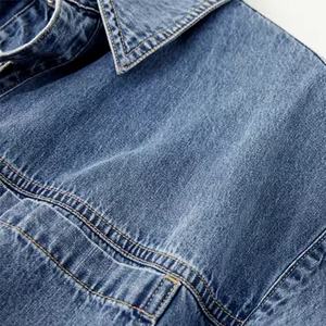 Veste en jean pour femme à logo personnalisé, 100% coton, délavée à l'acide, à manches courtes, simple boutonnage, de haute qualité - Product Image 3