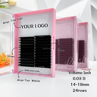 Extensions de cils individuels noirs en cachemire doux, volume mat foncé, 8-25mm, en plateaux, pour marque privée, vente en gros