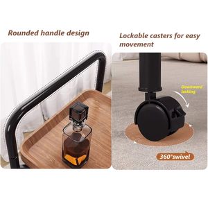 รถเข็นเก็บของ 2 ชั้น พร้อมโต๊ะข้างถอดได้ มีล้อ สำหรับห้องครัว ห้องน้ำ ห้องนั่งเล่น ห้องซักรีด - Product Image 4