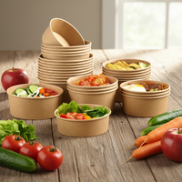 Bol en papier kraft jetable biodégradable de qualité alimentaire de qualité supérieure Boîte à lunch en papier naturel ou blanc pour l'école ou le camping