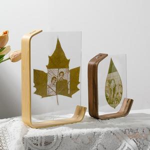 Cornice Galleggiante Decorativa da Tavolo 4x6 Pollici a Doppia Faccia con Fiori Pressati, Cornice Portafoto in Acrilico a L Fatta a Mano, Stile Rustico in <span class=keywords><strong>Legno</strong></span> - Product Image 2