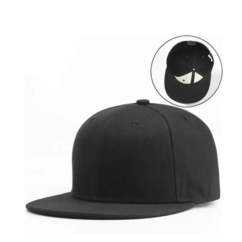 Özel boyut 6 Panel boş düz ağız donatılmış Snapback şapka
