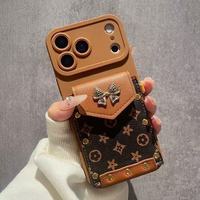Étui de luxe pour téléphone avec porte-cartes et lanière bandoulière pour iPhone 18 17 Pro Max 16 15 14 13 17 – Pochette portefeuille pour téléphone