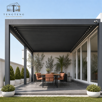 Pergola bioclimatique en alliage d'aluminium imperméable avec structure thermolaquée, certifiée CE et de taille 3x4m pour l'extérieur et le jardin
