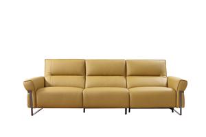 घर के लिविंग रूम के लिए इटैलियन स्टाइल पीला 3 सीटर इलेक्ट्रॉनिक रिक्लाइनर सोफा सेट लेदर फंक्शनल काउच - Product Image 2