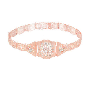 <span class=keywords><strong>Ceinture</strong></span> <span class=keywords><strong>marocaine</strong></span> chic pour femme, <span class=keywords><strong>ceinture</strong></span> de caftan ajourée à fleurs, <span class=keywords><strong>ceinture</strong></span> de mariage <span class=keywords><strong>en</strong></span> métal doré rose avec strass pour femme, chaîne réglable - Product Image 5