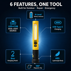 WOSEN 10W LED COB Dual Source Magnetic 180 Swivel Hanging Inspection Work <b>Light</b> for Outdoor Repair LED Flashlight - Product Image 6